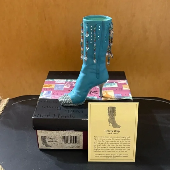 Just The Right Shoe Turquoise Beaded Heeled Boots - Picture 2 of 4